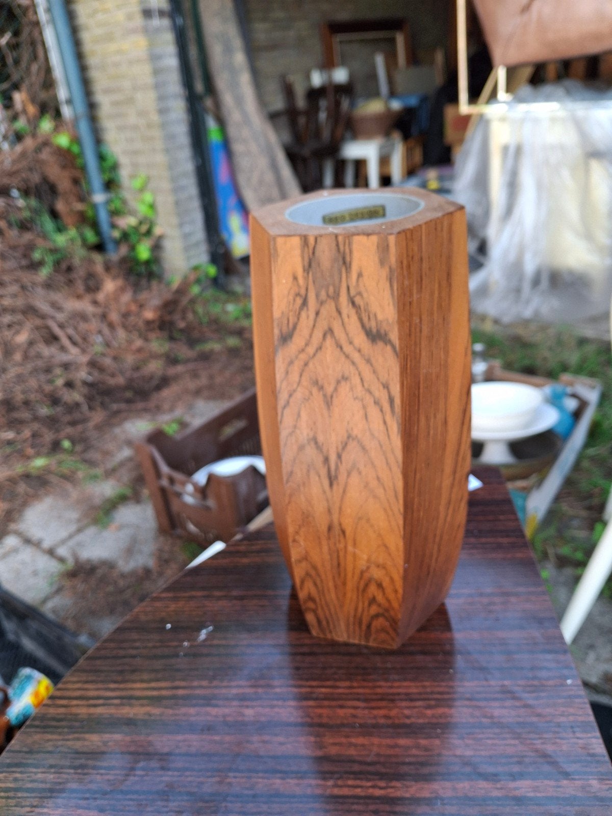 Vintage Deens Design Teakhouten Vaas - Made in Denmark, Ophalen