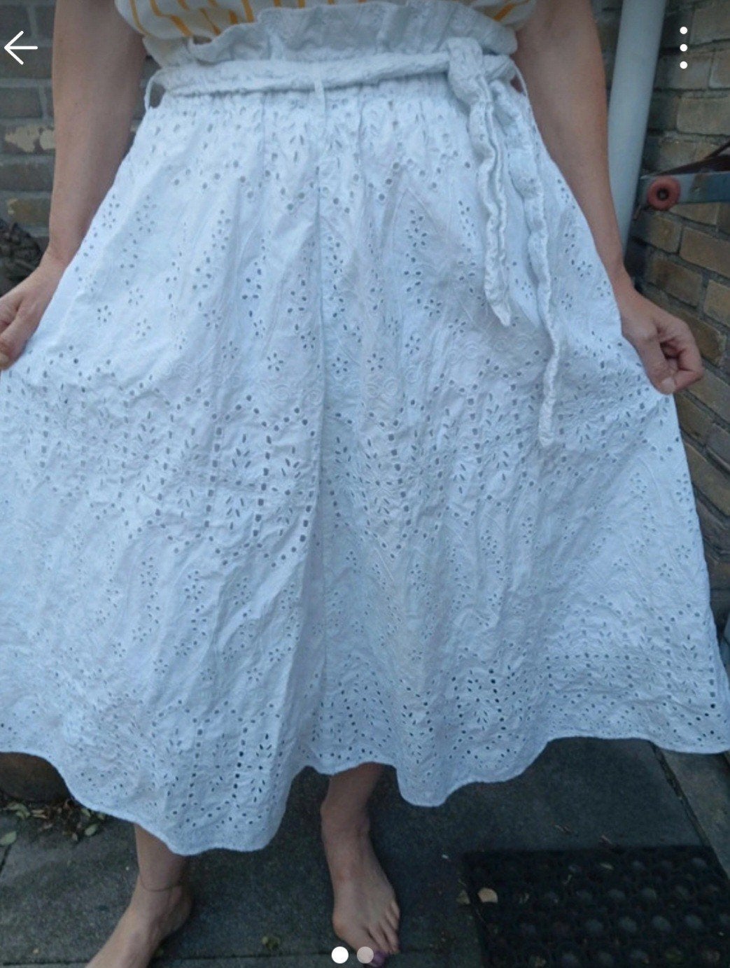 witte broderie rok, Ophalen of Verzenden, Gedragen, Wit, Onder de knie