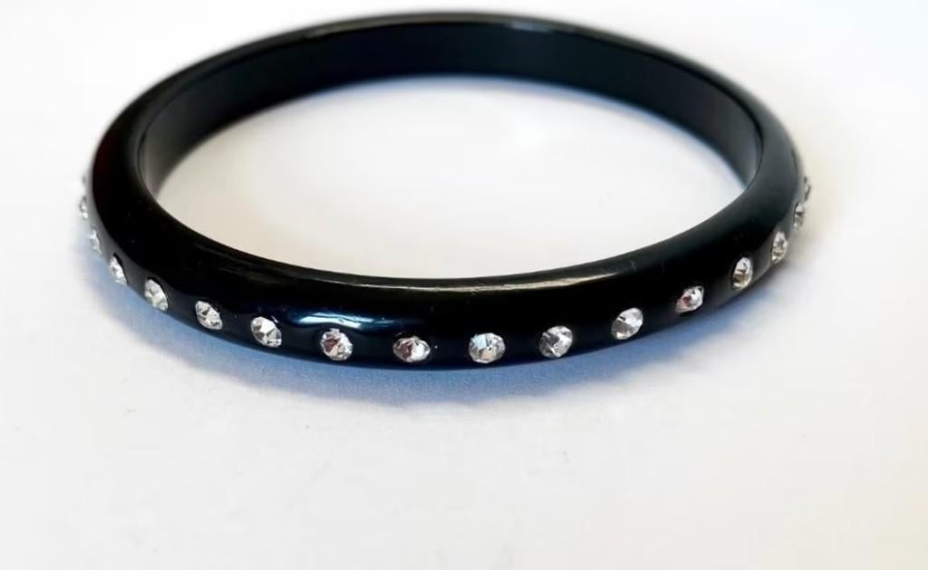 Prachtige vintage lucite armband met helder kristal, Sieraden, Tassen en Uiterlijk, Verzenden, Zo goed als nieuw, Overige kleuren