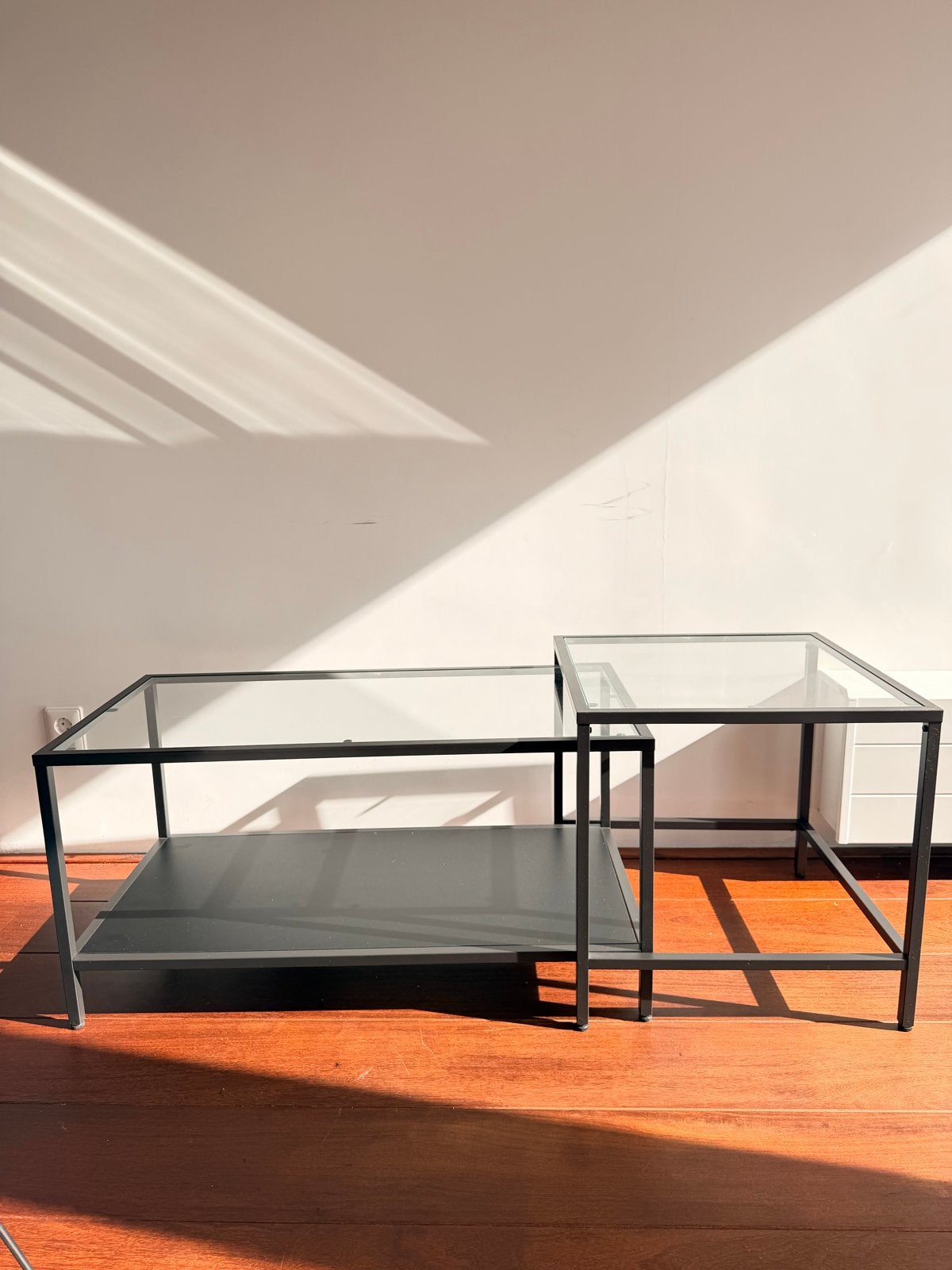 Ikea VITTSJÖ salontafel set van 2 - Goede staat, Ophalen, Zo goed als nieuw, Rechthoekig, Glas