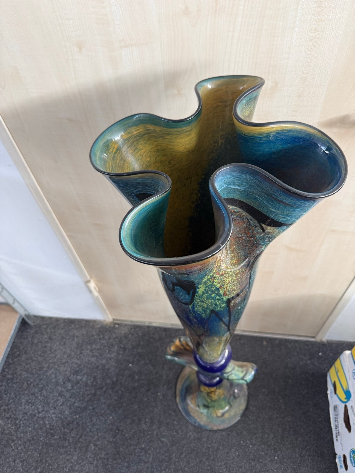 Grote decoratieve glazen vaas, mondgeblazen, Ophalen