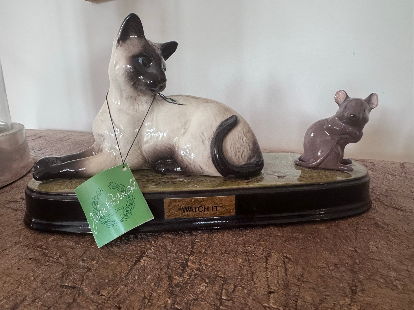 Vintage Beswick Kat en Muis Beeldje "Watch It" - Siamese Kat, Ophalen of Verzenden