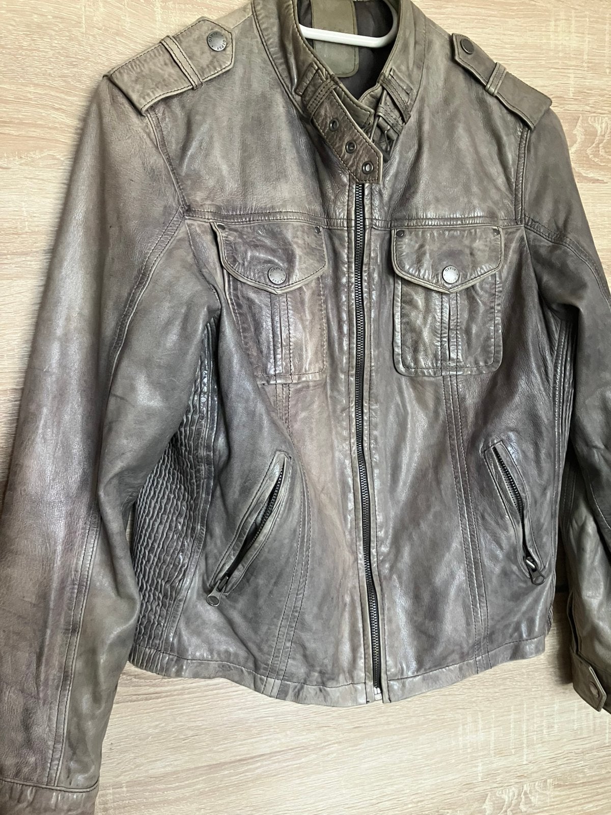 Leuk grijs leatherware jackje maat 36/38, S/M, Ophalen, Zo goed als nieuw, Maat 36 (S), Grijs