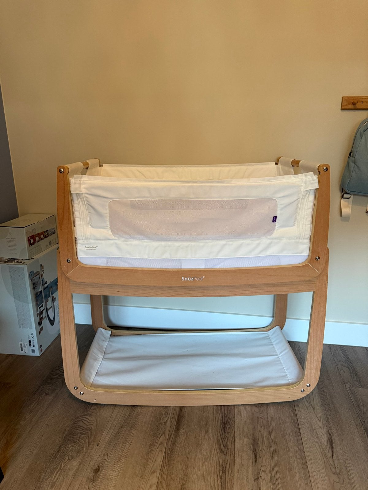 Snuzpod 4 Co-sleeper co sleeper naturel 100x49 cm, Ophalen, Zo goed als nieuw, Wieg