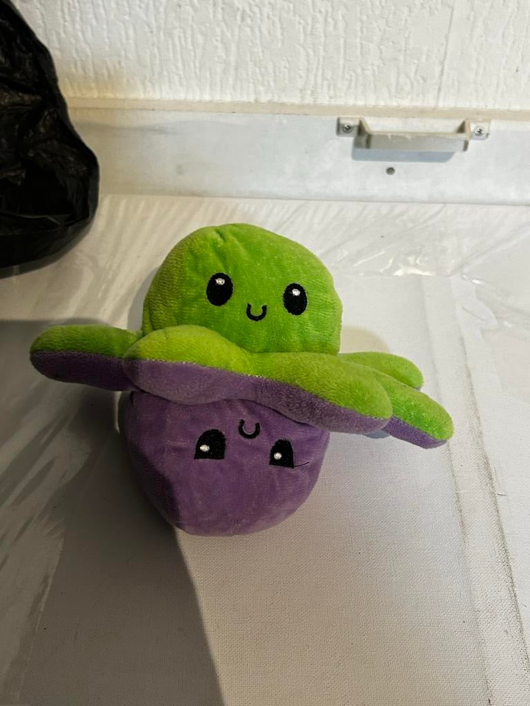 Omkeerbare Octopus Knuffel - Groen/Paars, Kinderen en Baby's, Speelgoed | Knuffels en Pluche, Overige merken, Overige karakters
