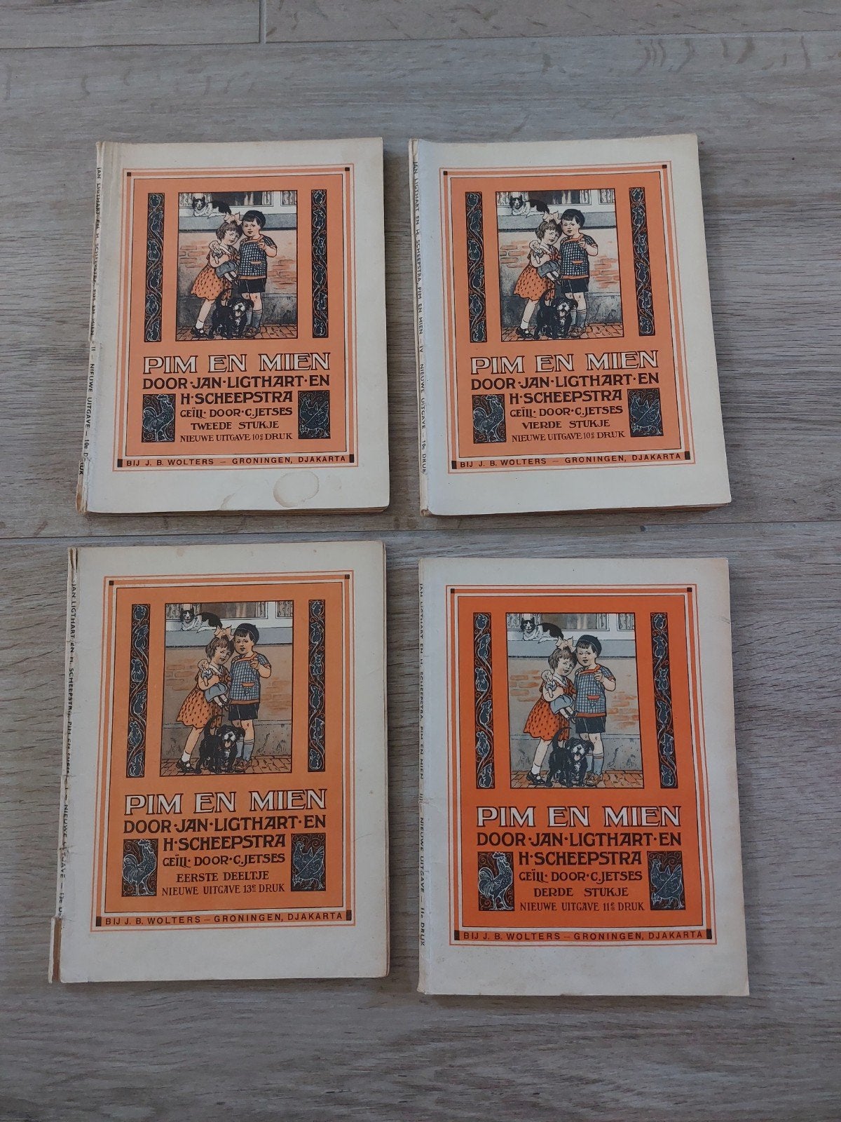 4 boekjes Pim en Mien 50er jaren, Antiek en Kunst, Ophalen of Verzenden