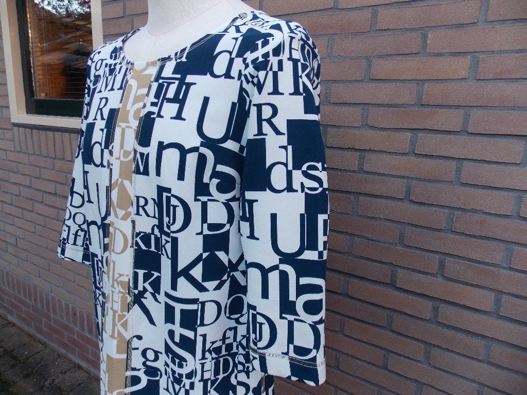 Expresso jurk met goud stiksel, blauw/ecru mt 40 nieuw, Maat 38/40 (M), Nieuw, Ophalen of Verzenden, Expresso