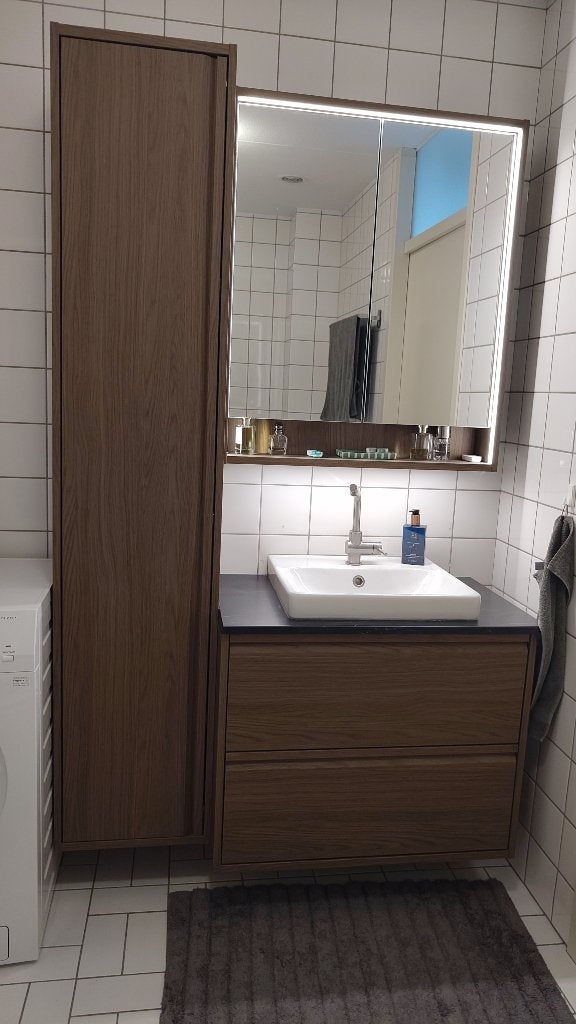 Ikea badmeubel Faxälven bruin eiken, Ophalen, 50 tot 100 cm, Zo goed als nieuw, 25 tot 50 cm