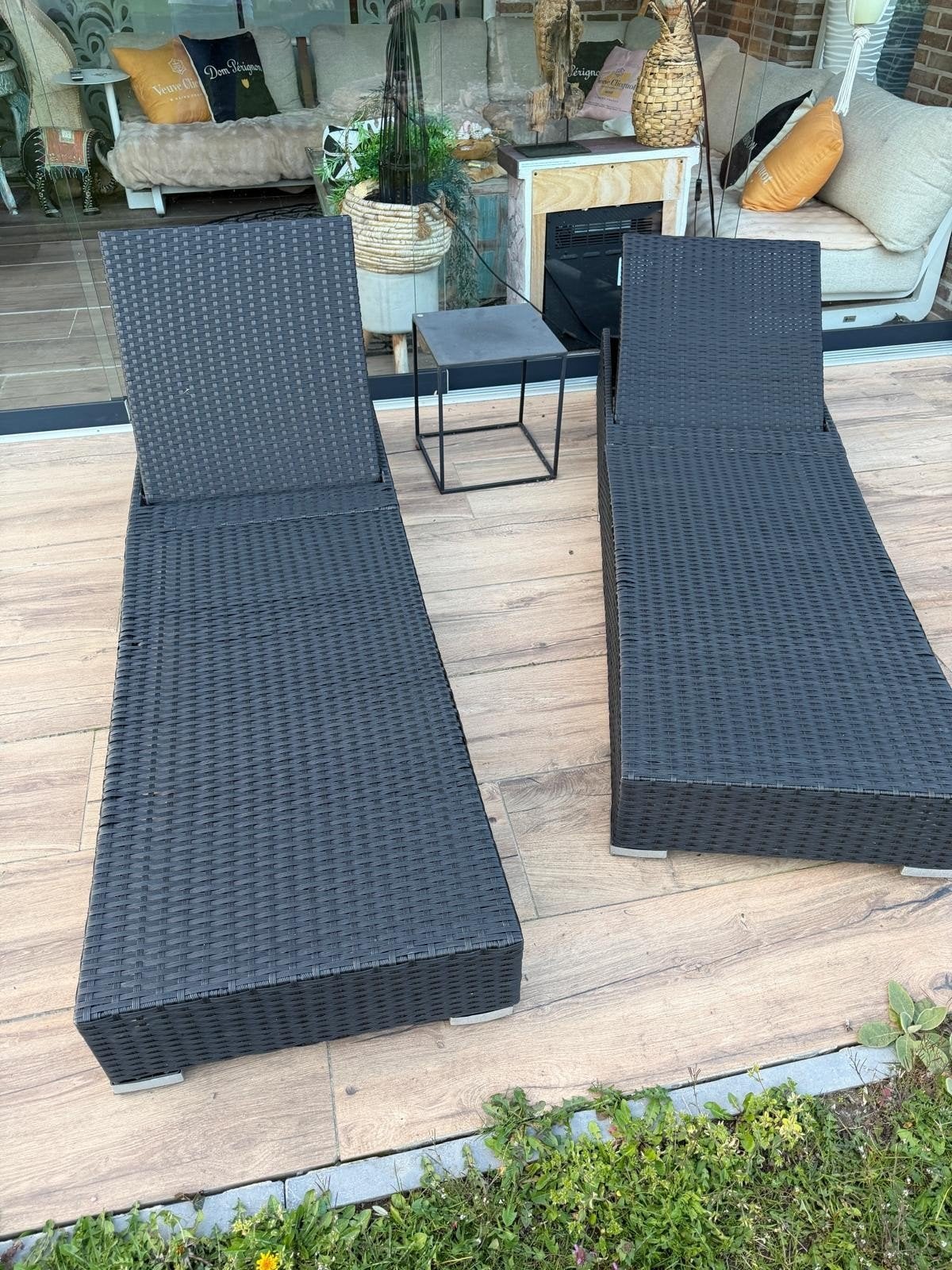 Twee luxe verstelbare ligbedden, Ophalen, Gebruikt, Wicker
