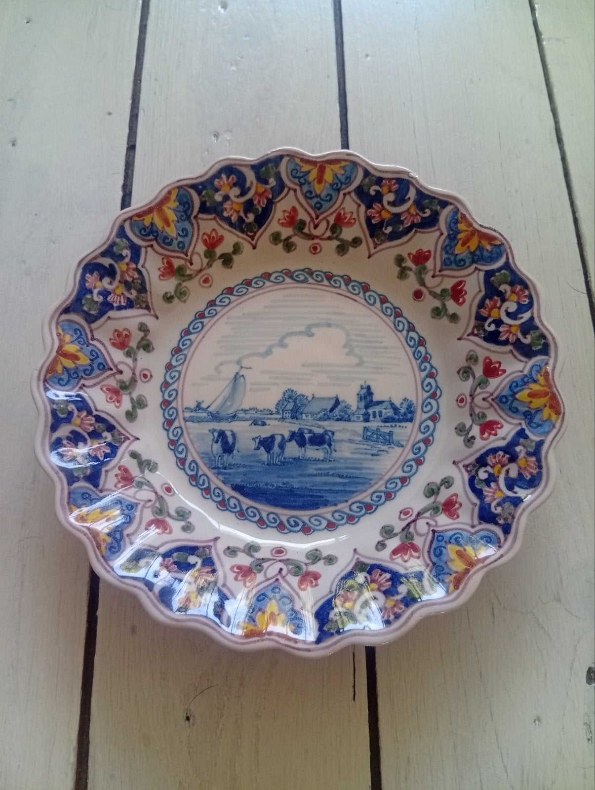 Decoratief Makkum wandbord met Hollands landschap, Ophalen of Verzenden