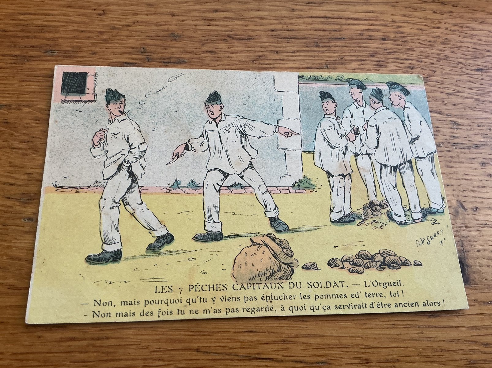 M107 militair Illustrator aardappels schillen, Verzamelen, Ansichtkaarten | Themakaarten, Ophalen of Verzenden, Voor 1920, Overige thema's