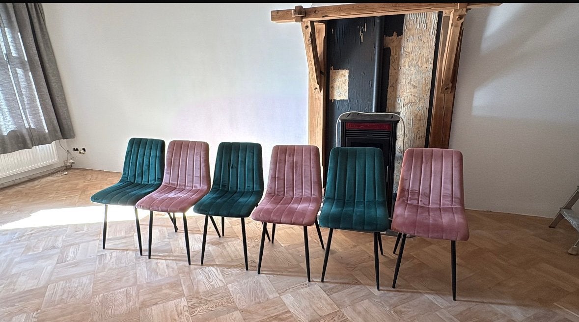 Pronto stoelen - 3x groen, 3x roze - Zo goed als nieuw, Ophalen, Overige kleuren, Zo goed als nieuw, Stof