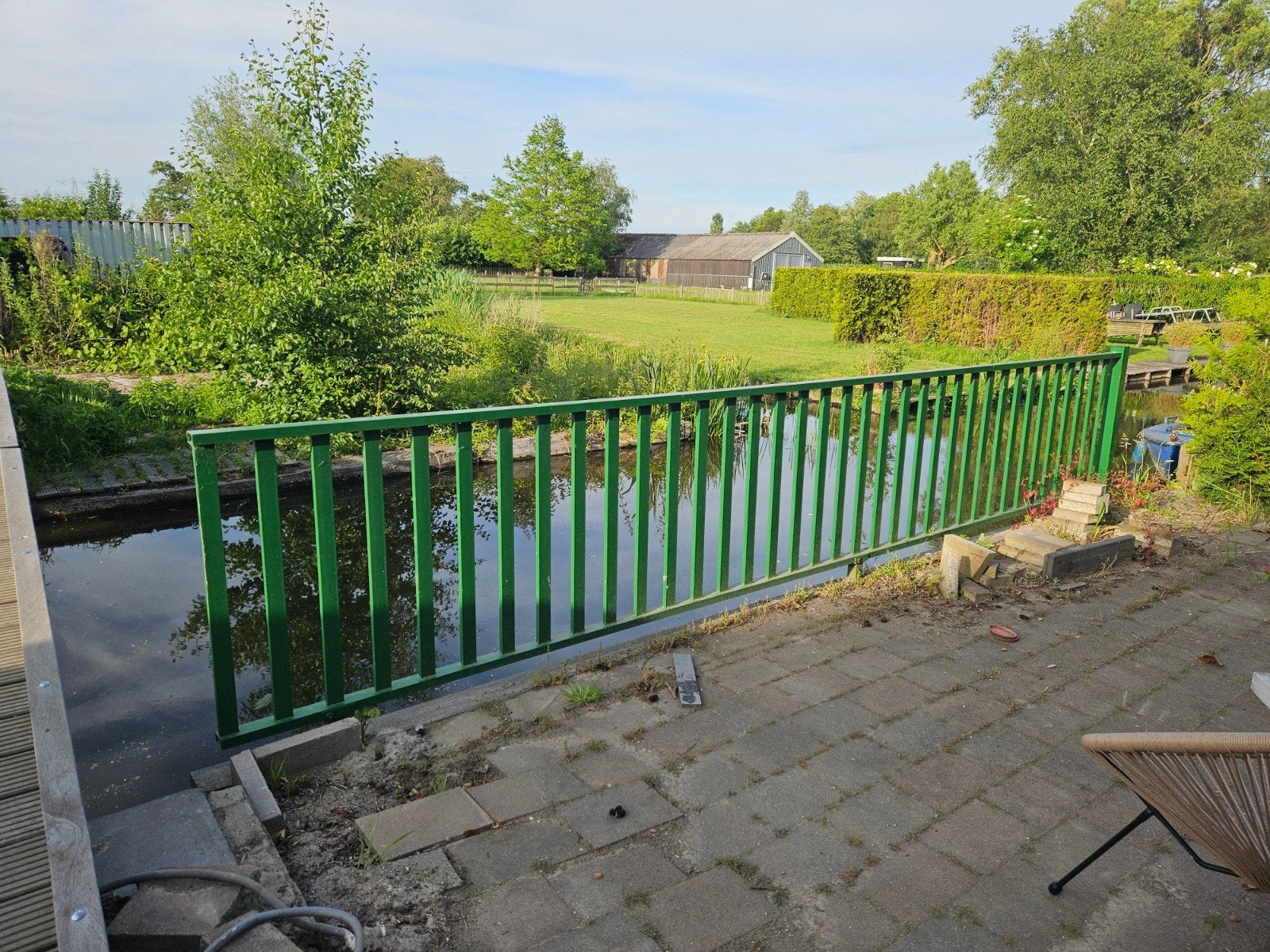 Groene metalen hekwerk voor tuin of waterkant, Ophalen, Gebruikt