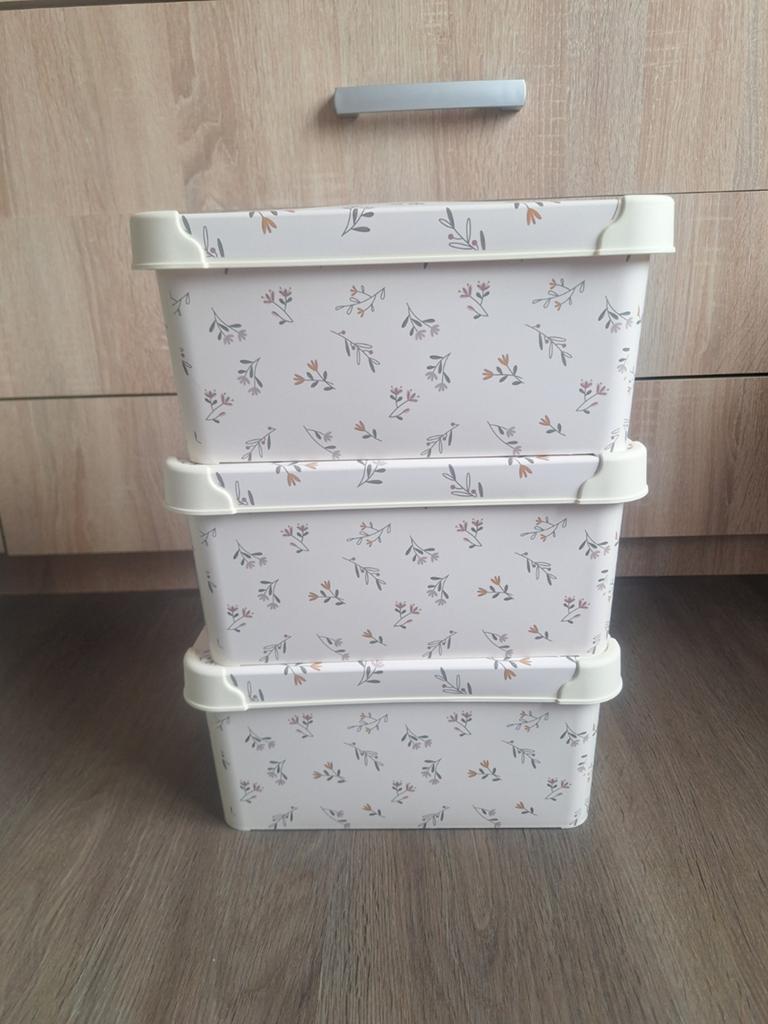 Opbergbox 5 liter (3 stuks) - bloemenprint van Wibra, Minder dan 35 cm, Ophalen of Verzenden, Minder dan 40 cm, Doos