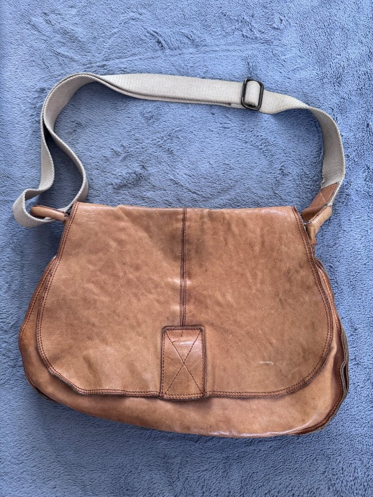 * Campomaggi vintage leren schoudertas/crossbody tas –Cognac, Ophalen of Verzenden, Gebruikt, Bruin, Schoudertasje