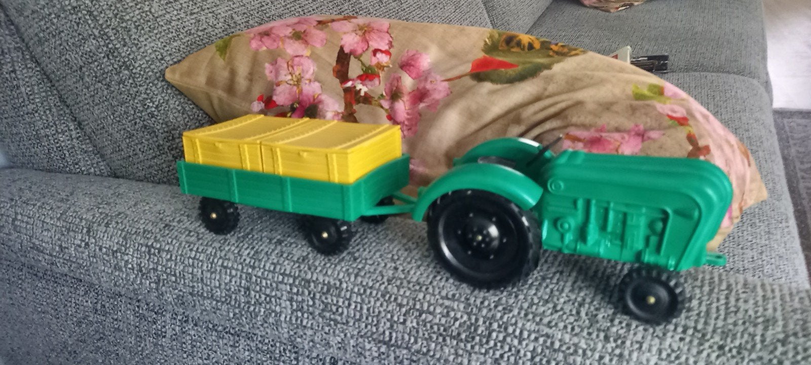 Vintage Speelgoed Tractor met Aanhanger - Groen, Ophalen of Verzenden