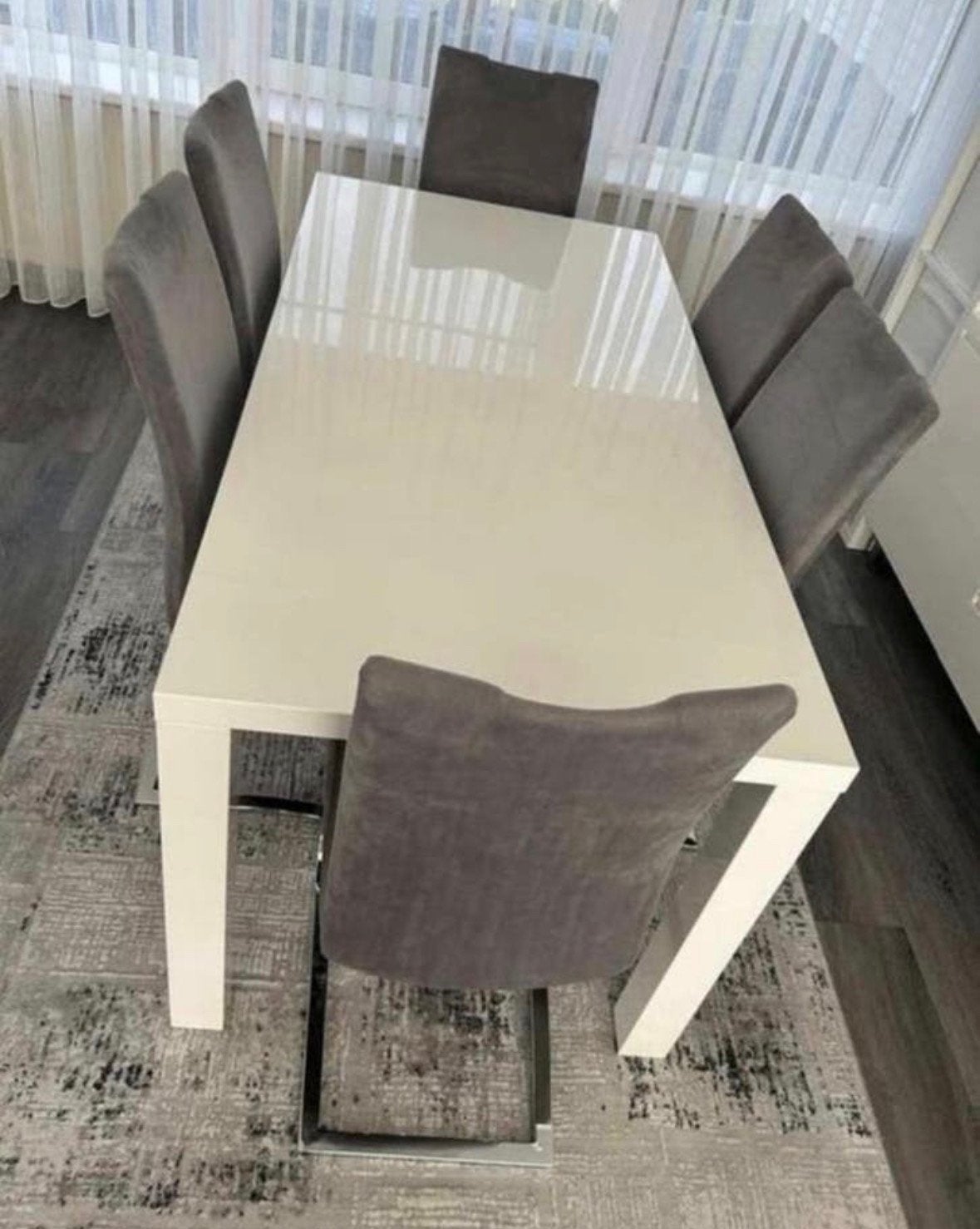 Eettafel wit glans, Huis en Inrichting, Tafels | Eettafels, Ophalen, Gebruikt, Rechthoekig, 50 tot 100 cm
