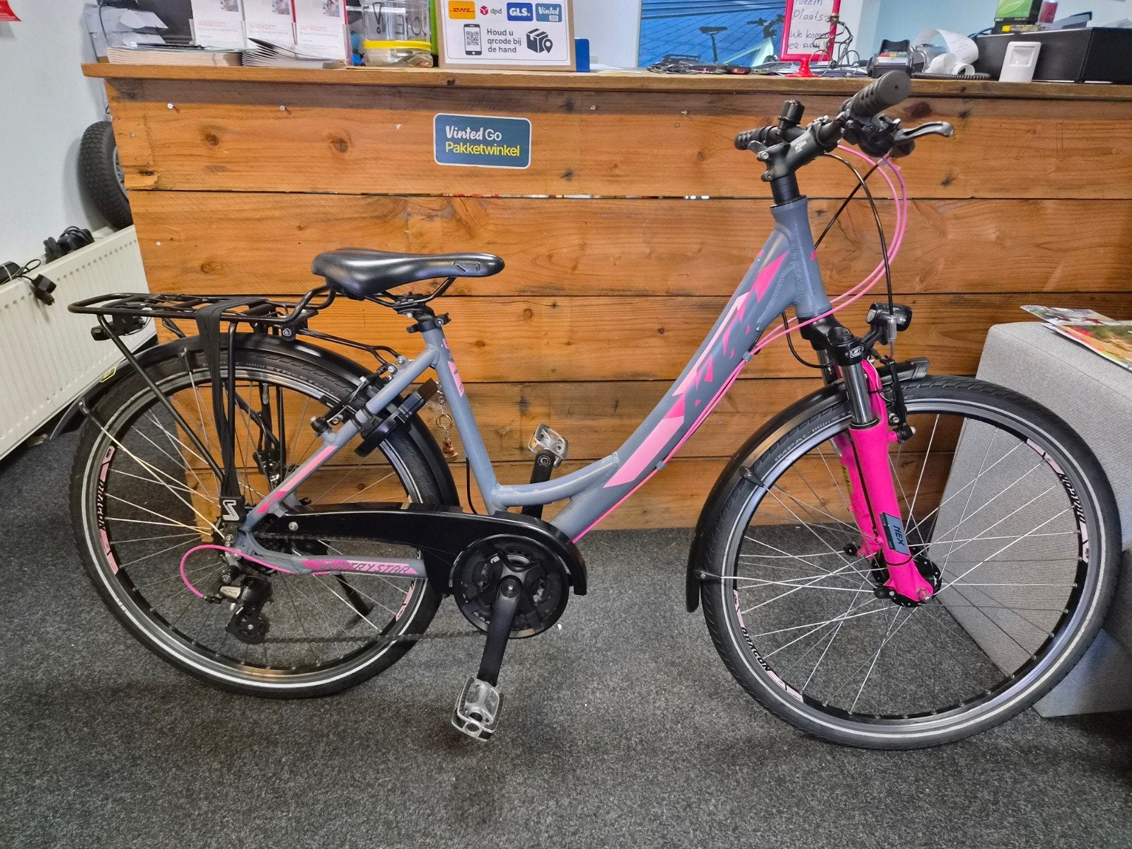 KTM 26 inch meisjesfiets - Grijs/Roze, Gebruikt, KTM, KTM Fahrrad GmbH, Ophalen