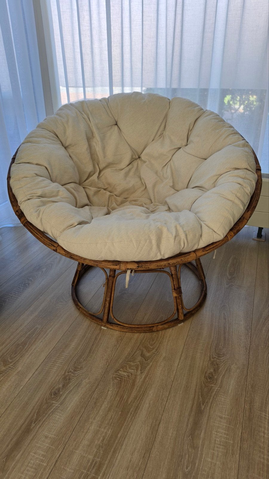 Rotan Papasan Loungestoel Karwei incl kussen, Ophalen, Gebruikt, Bruin, Boho, Scandinavisch