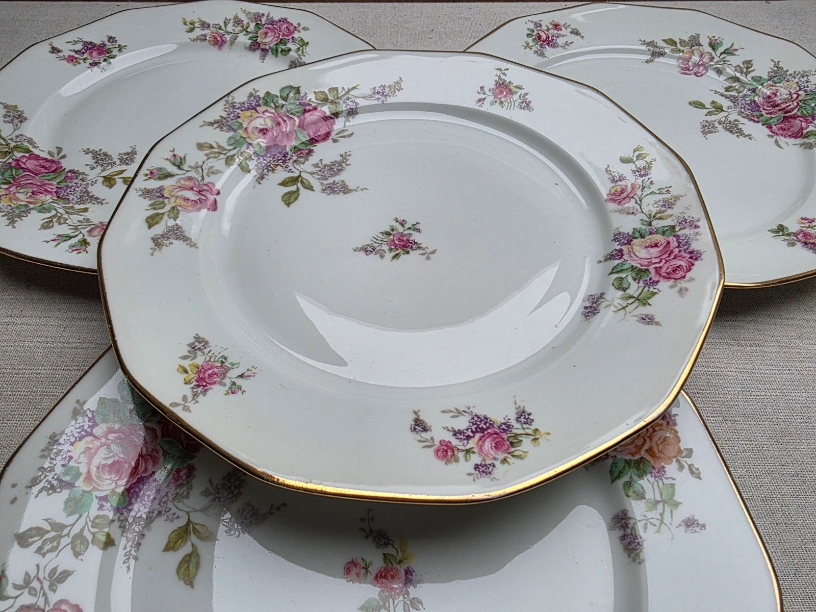 Franse borden rozen decor, Antiek en Kunst, Ophalen of Verzenden