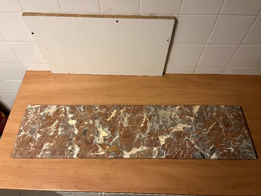 Marmeren plaat 103 x 25 x 2 cm Rood/bruin echt marmer, Ophalen, Gebruikt, Overige materialen, 20 tot 50 mm