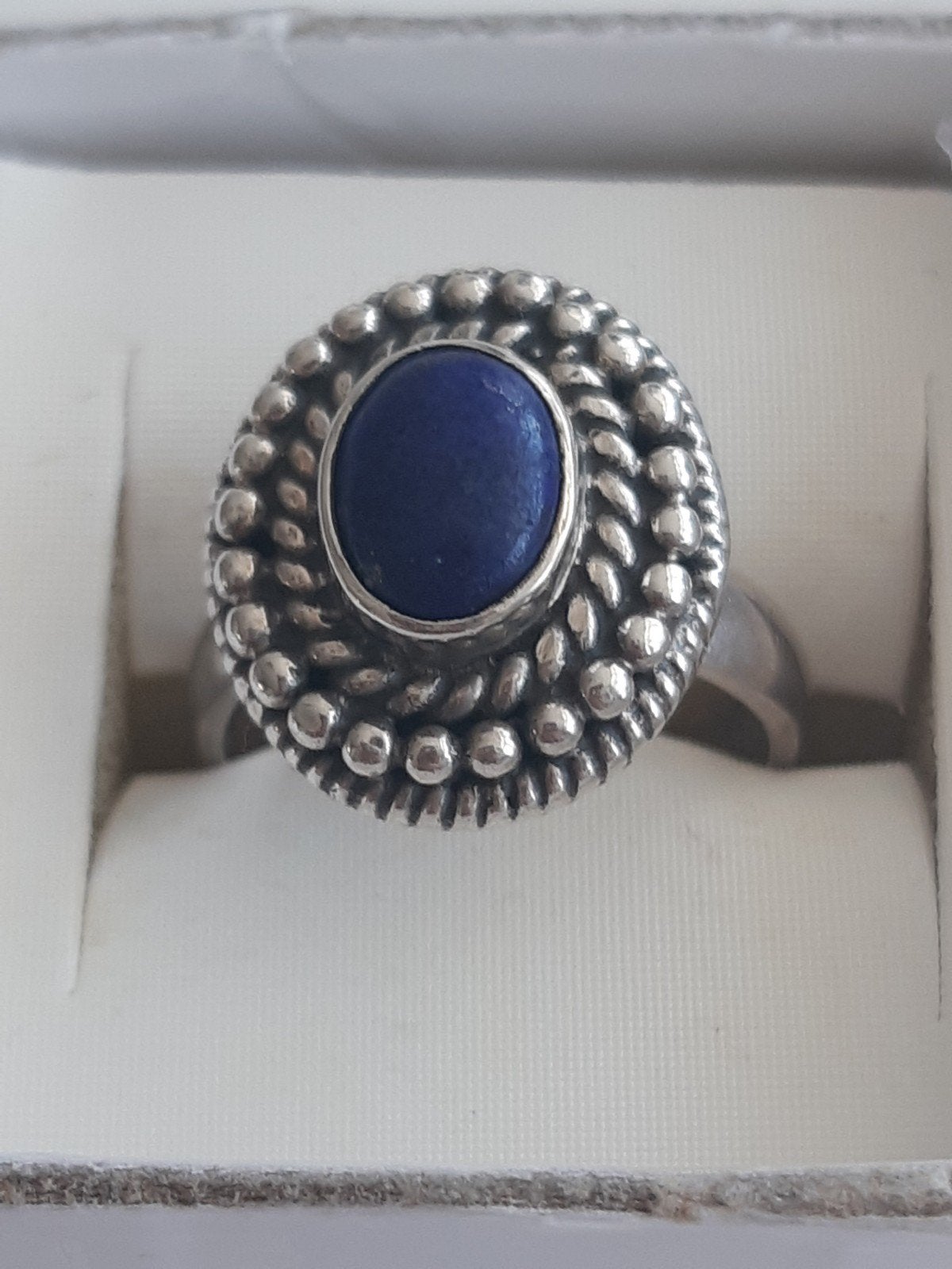Ring Zilver - maat 16 - blauwe steen Lapis lazulli, Blauw, Nieuw, Ophalen of Verzenden, Kleiner dan 17