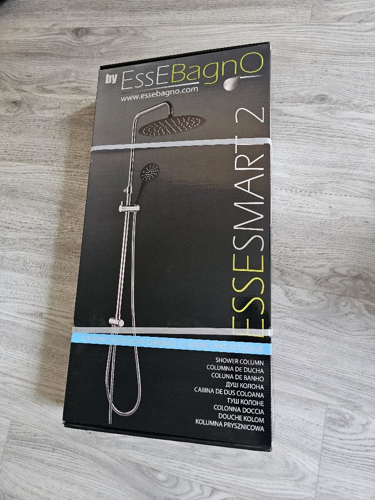 Essebagno Regendoucheset Essesmart 2 Chrome/zwart, Doe-het-zelf en Verbouw, Sanitair, Ophalen, Nieuw, Chroom, Douche