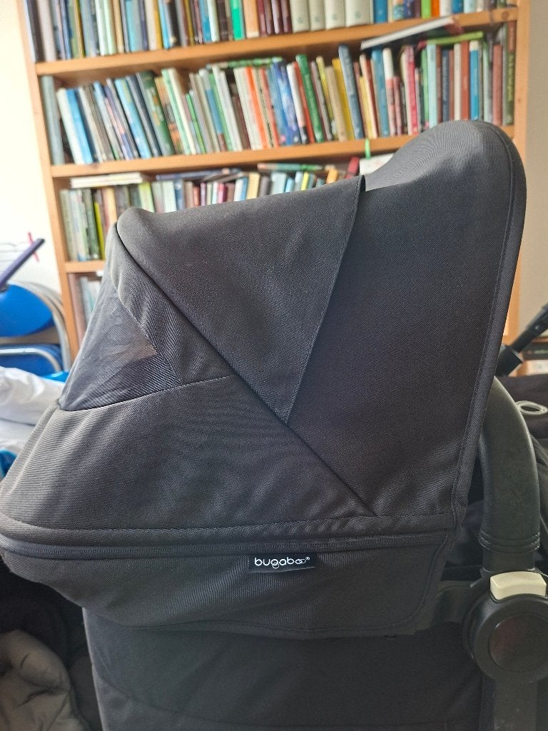 Zonnekap voor Donkey Bugaboo (zwart), Kinderwagen, Ophalen of Verzenden, Zo goed als nieuw, Duowagen