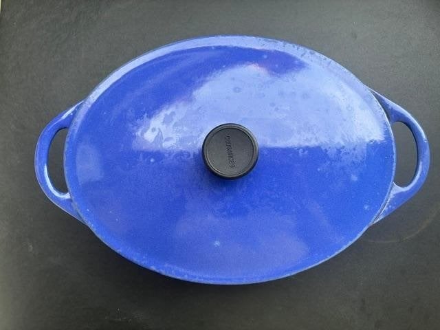 Cousances - Le Creuset : ovale blauwe kookpot, Gebruikt, Gietijzer, Le Creuset, Ophalen of Verzenden