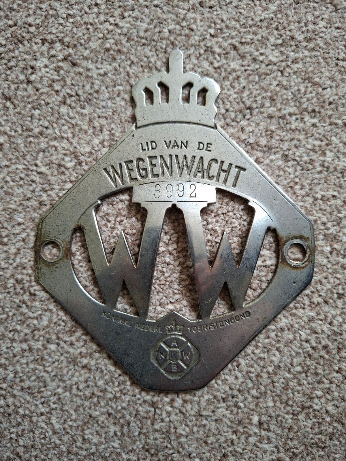 Oud origineel ANWB lidmaatschap embleem, Ophalen of Verzenden, Gebruikt, Gebruiksvoorwerp