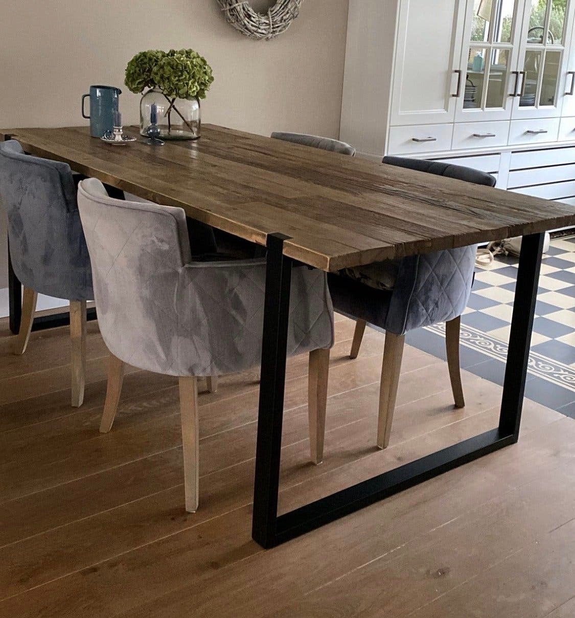 Eettafel handgemaakt door een interieurbouwer, Ophalen, 50 tot 100 cm, Zo goed als nieuw, Vijf personen of meer