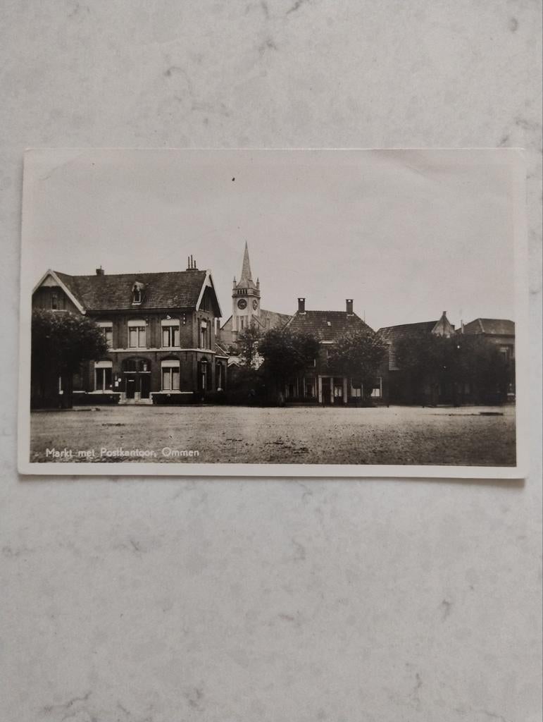 Ansichtkaart Ommen met postzegel 2 cent, Ophalen of Verzenden, 1940 tot 1960, Gelopen, Overijssel