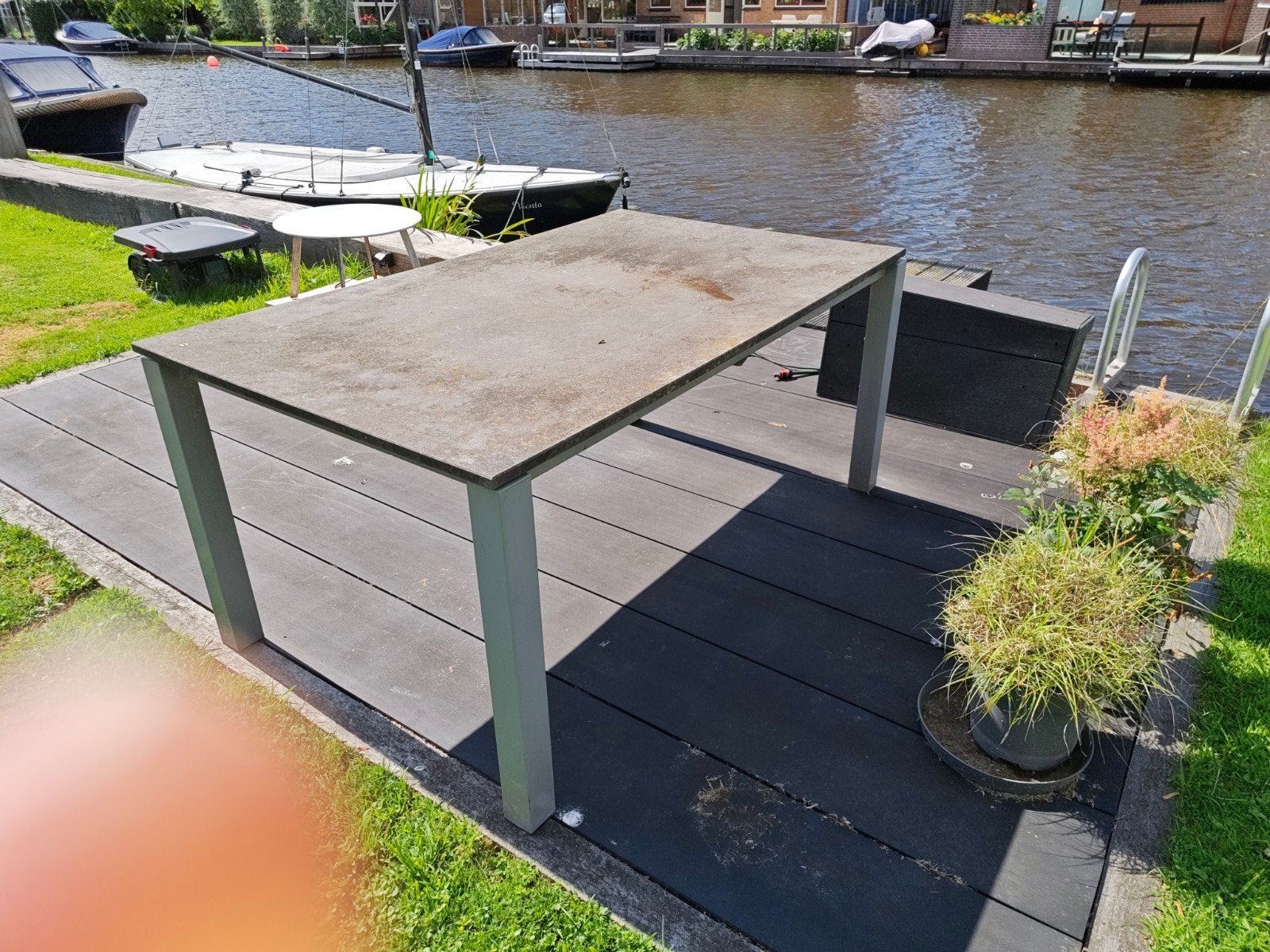 Tuintafel met hardstenen blad 165x100x76cm, Tuin en Terras, Terrasdelen en Vlonders, Ophalen, Overige materialen