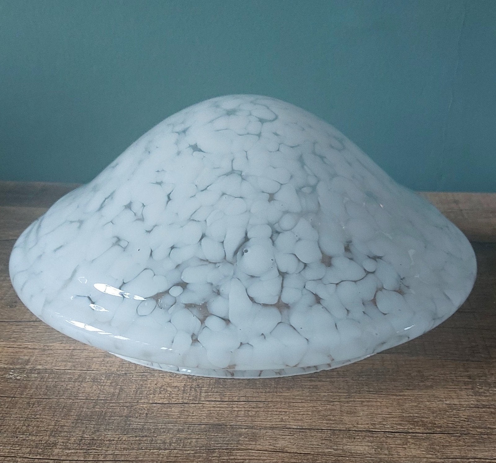 Vintage glazen lampenkap - wit met spikkelpatroon, Wit, Overige merken, Gebruikt, Overige fittingen