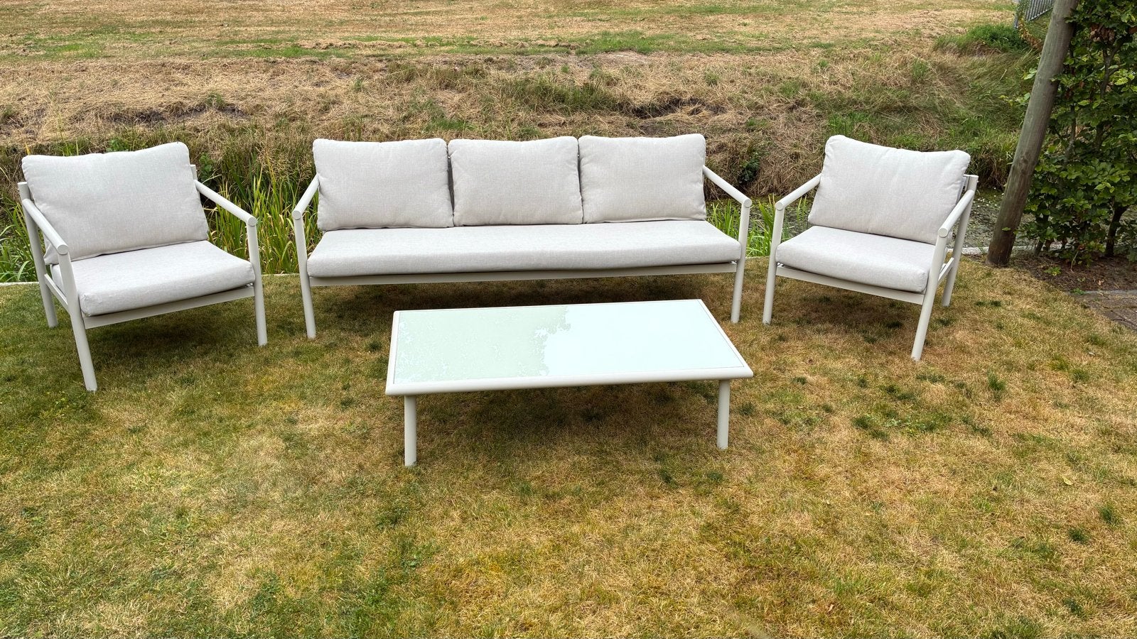 Loungeset tuinset 5-delig, Tuin en Terras, Ophalen, 5 zitplaatsen, Aluminium, Zo goed als nieuw