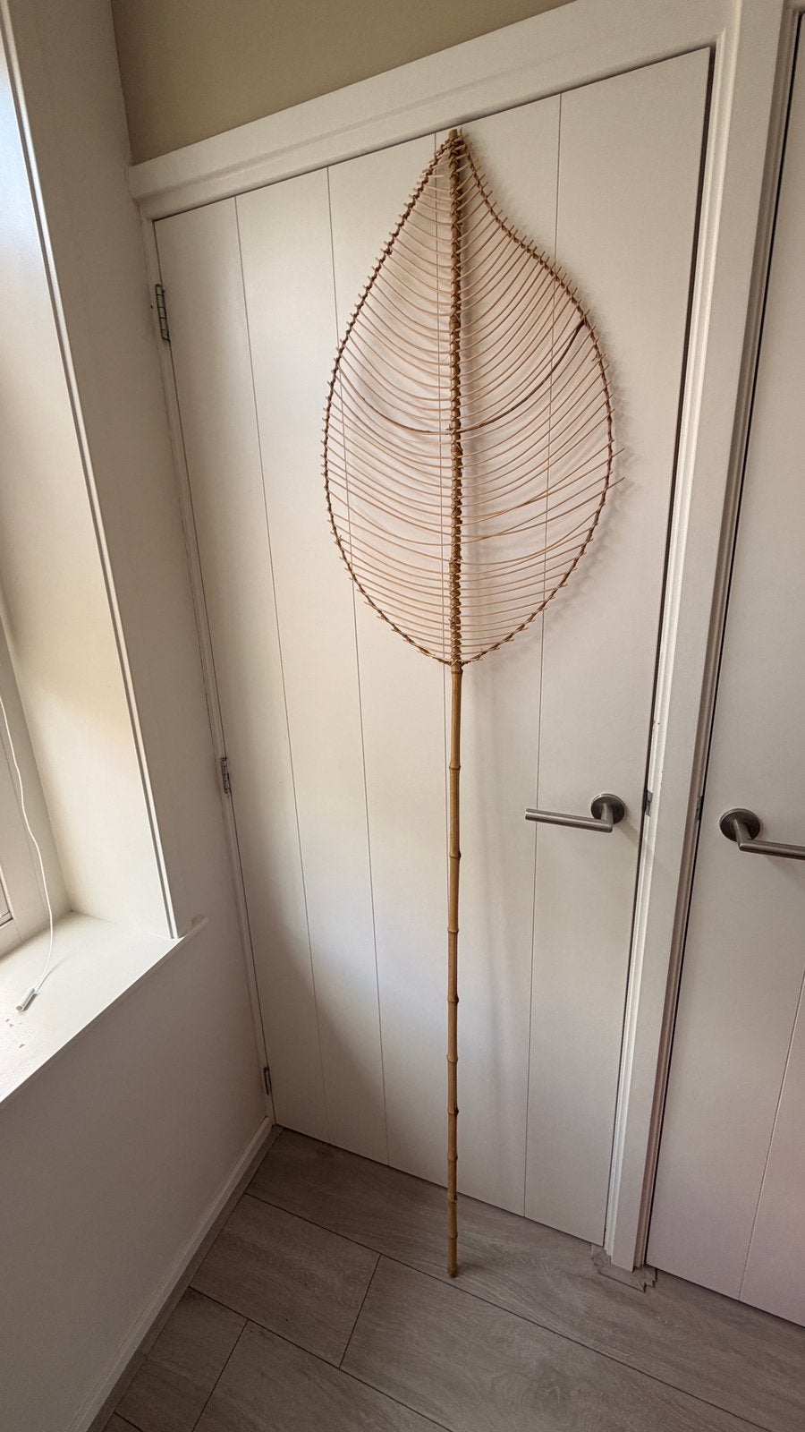Grote rieten decoratieve veer 200 cm – bohemian Ibiza, Ophalen, Zo goed als nieuw