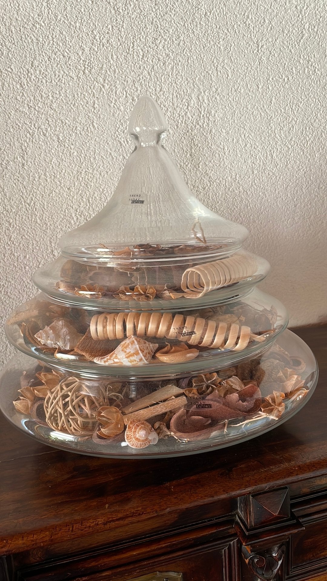 Glazen potpourri pot met deksel, Ophalen, Gebruikt, Meerkleurig, Modern