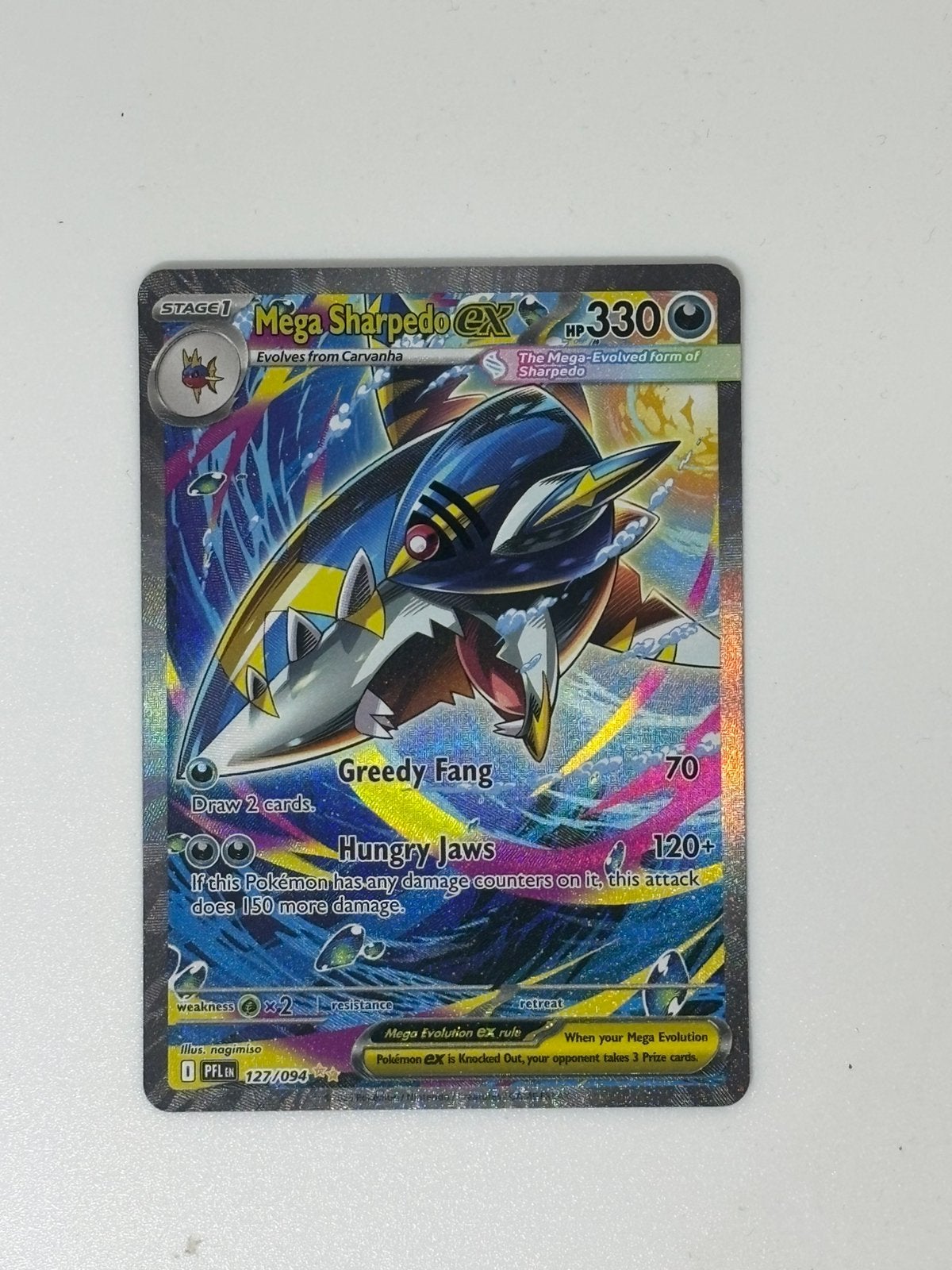 Mega Sharpedo Ex 127/094 Phantasmal flames, Ophalen of Verzenden, Zo goed als nieuw