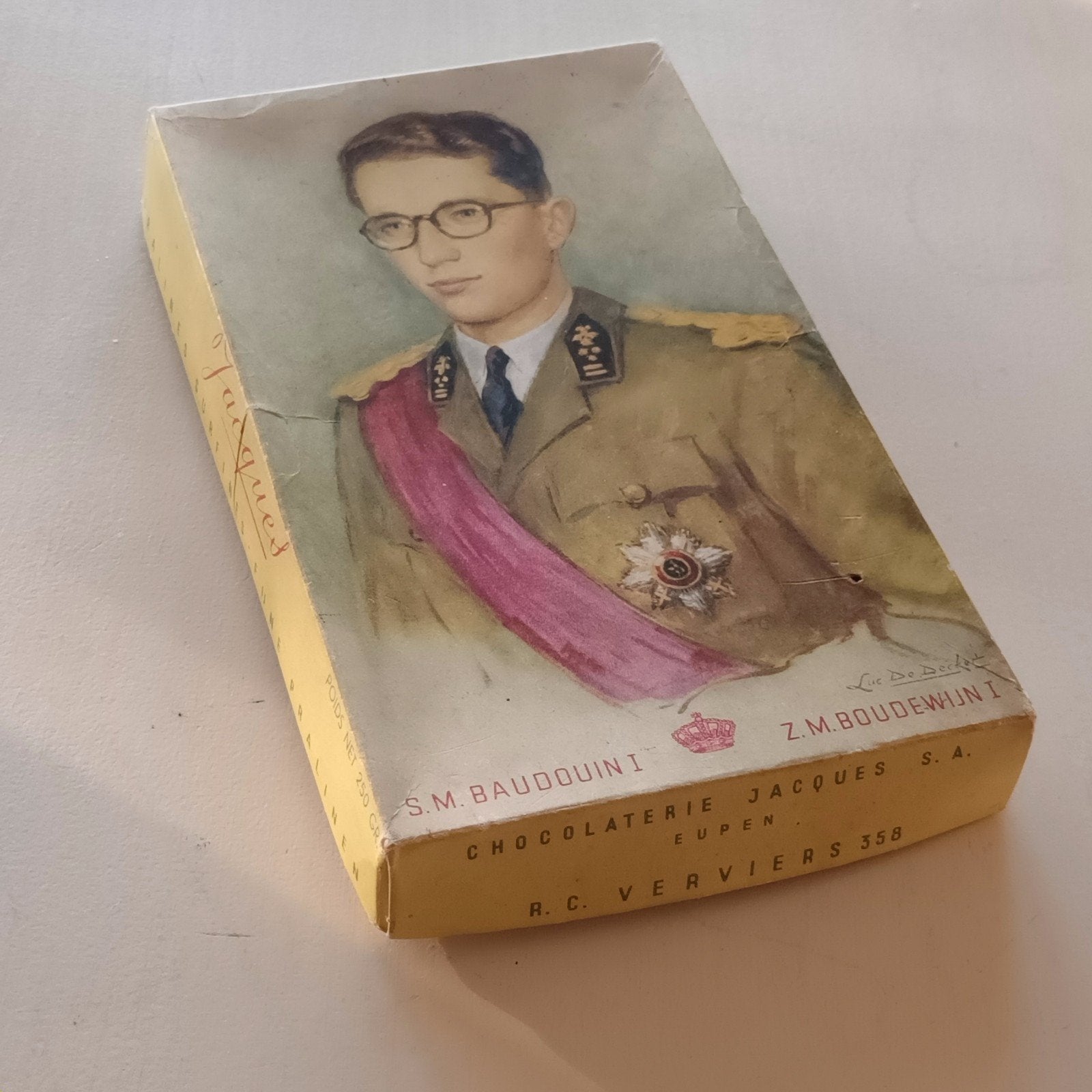 Oude chocolade doos Koning Boudewijn I - Chocolaterie Jac, Ophalen of Verzenden, Gebruikt