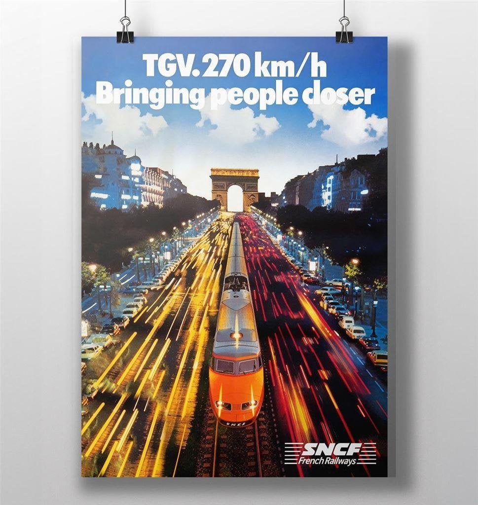 TGV retro Trein spoorwegen Affiche Poster SNCF, Verzenden, Nieuw, Tram, Overige typen
