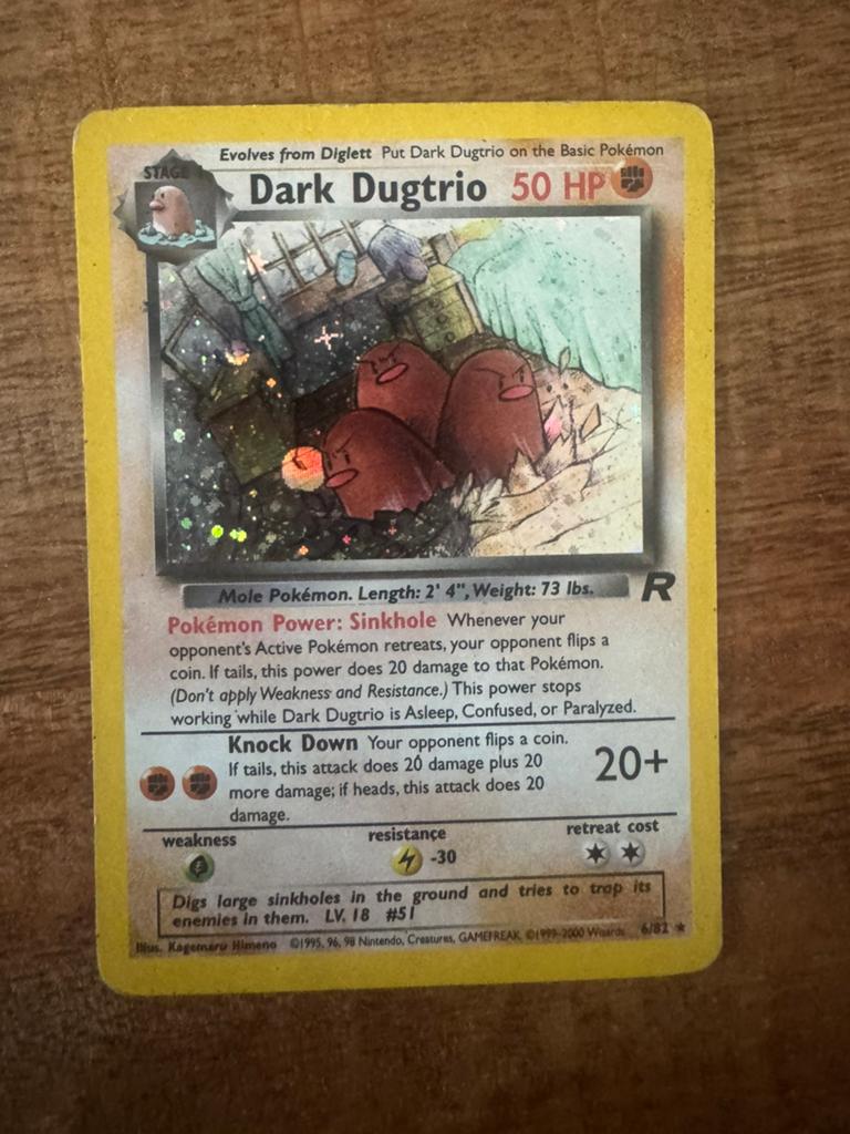 Pokémon Kaart: Dark Dugtrio 50 HP (Wizards 6/82), Ophalen of Verzenden, Gebruikt, Losse kaart