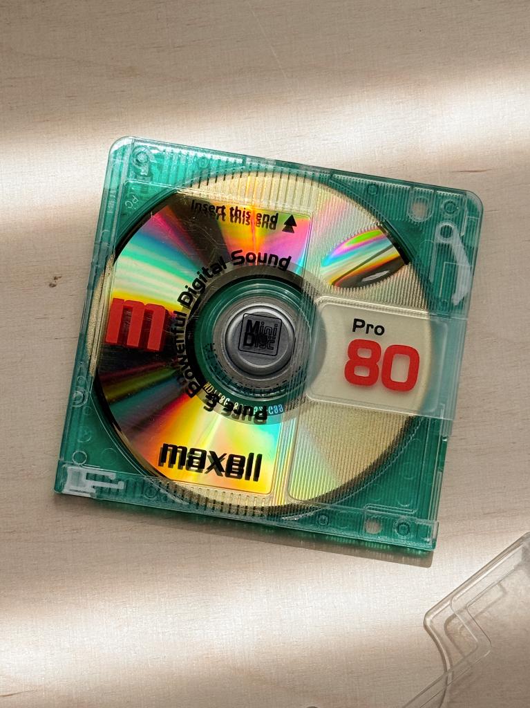 MAXELL - 5x 80min minidisc schijfjes, Audio, Tv en Foto, Walkmans, Discmans en Minidiscspelers, Ophalen, Minidisc-speler