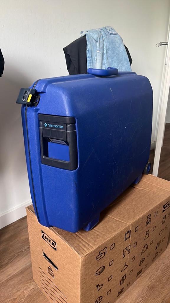 Blauwe Samsonite koffer 20kg in goede staat, 60 tot 70 cm, Gebruikt, Hard kunststof, 45 tot 55 cm