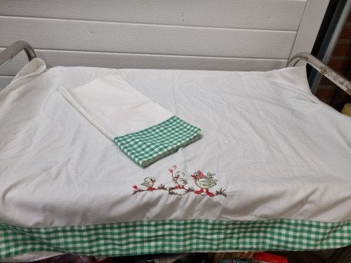 lakenset baby vintage geborduurde vogels, Ophalen of Verzenden, 'T Olde Gre-j, Info@toldegrej.nl, Endepoelstraat 20f Didam