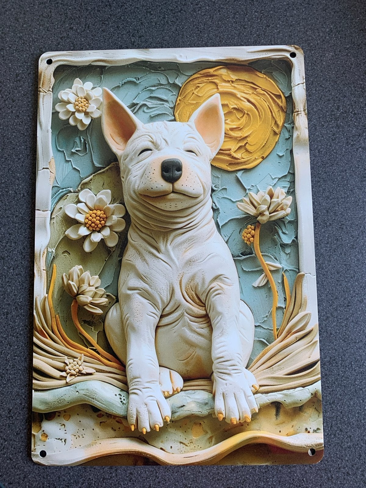 Metalen bord A4 Bull Terrier hond decoratie, Ophalen of Verzenden, Nieuw, Meerkleurig, Metaal