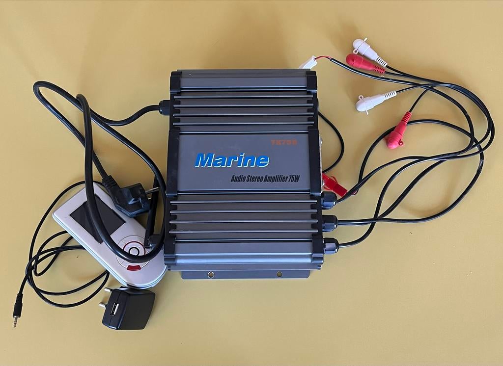 Marine Audio Stereo Versterker 75W - TK75B, Overige merken, Gebruikt, Ophalen of Verzenden, 60 tot 120 watt