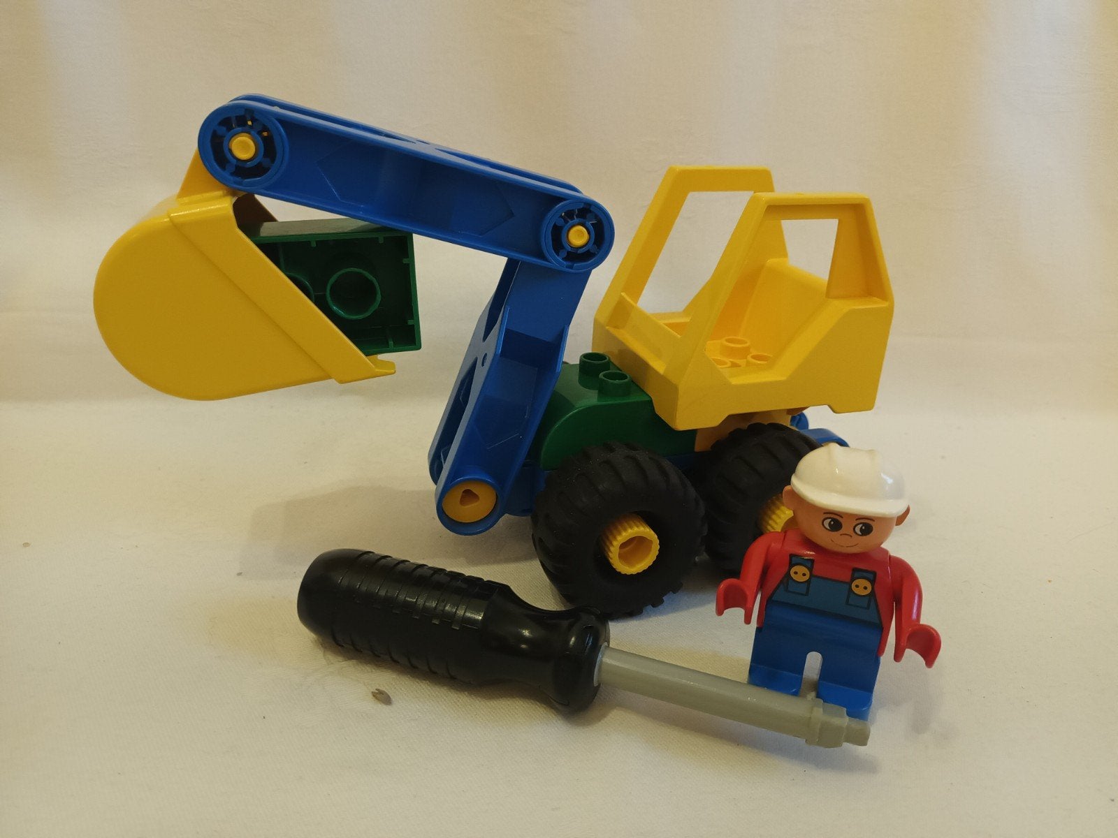 Duplo Toolo vintage 2915 mini Digger met schroevendraaier, Kinderen en Baby's, Ophalen of Verzenden, Complete set, Duplo