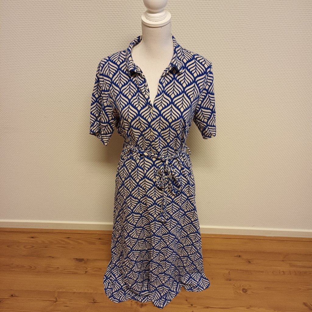 JDY - Leuke bewerkte jurk, blauw/beige, 42/44., Blauw, Maat 42/44 (L), Ophalen of Verzenden, Zo goed als nieuw