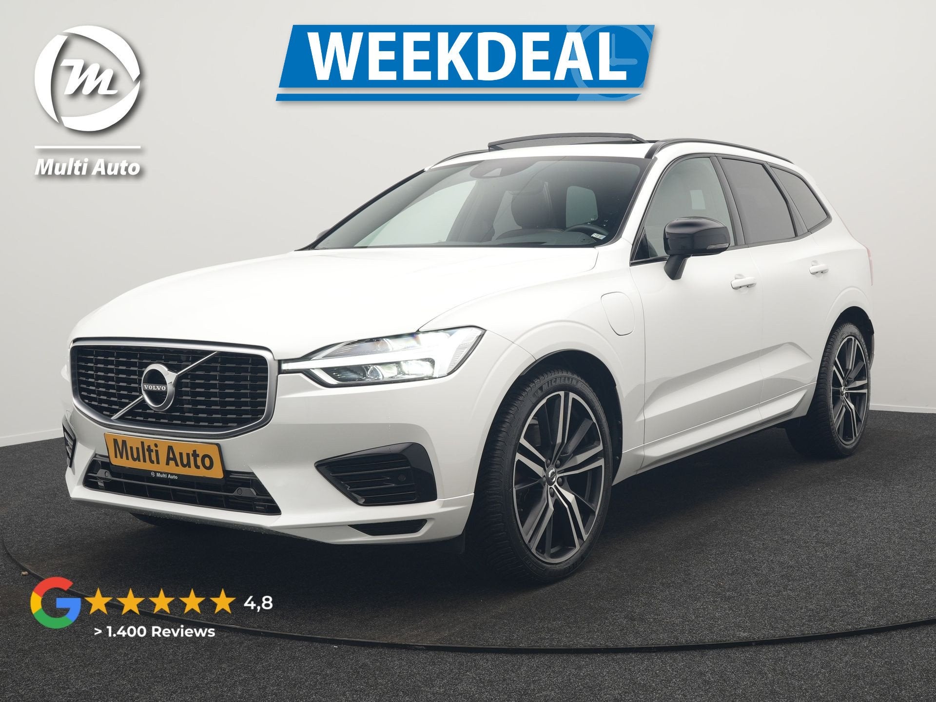 Volvo XC60 Recharge T8 AWD R-Design PHEV 391pk Dealer O.H. |, Auto's, Automaat, Gebruikt, Zwart, 1969 cc