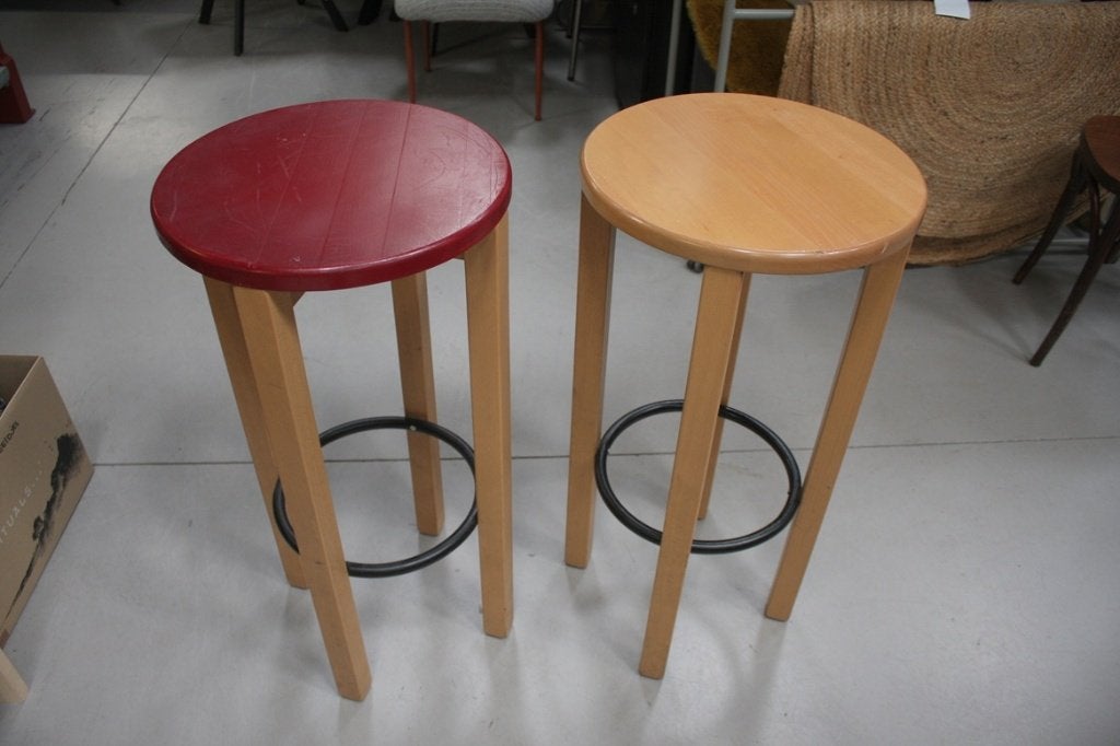 40 ronde barkrukken hout metaal horeca cafe mancave, Ophalen, Met voetsteun, 60 tot 90 cm, Hout